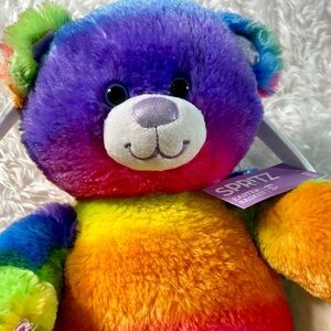 BUILD-A-BEAR BAB 2014 RAINBOW GLITTER STUFFED ANIMAL TIE DYE BEAR